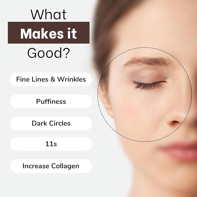 80% Collagen With Gold Peptides Eye Cream - Snail Secretion Filtrate + Matrixyl 3000 + Haloxyl For Wrinkles, Dark Circles, Moisturizer - Korean Skin Care, 0.7 fl.oz