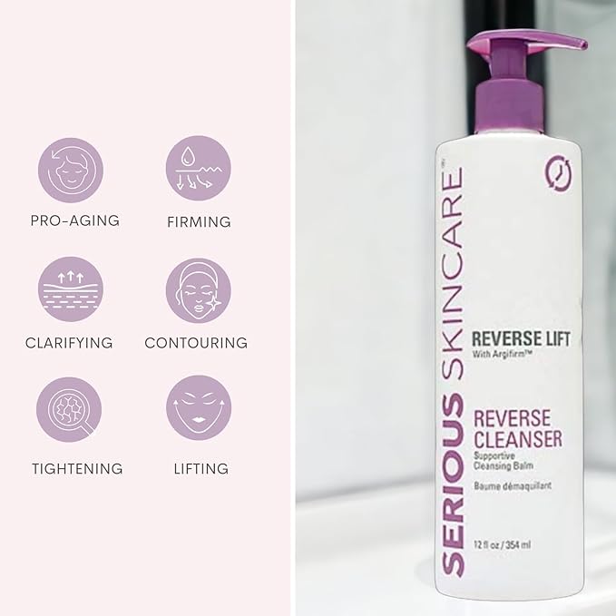 Serious Skincare Reverse Lift Supportive Cleansing Balm – Facial Cleanser for Mature -Thinning - Fragile Skin - Carrot Root Extract - 12 oz.