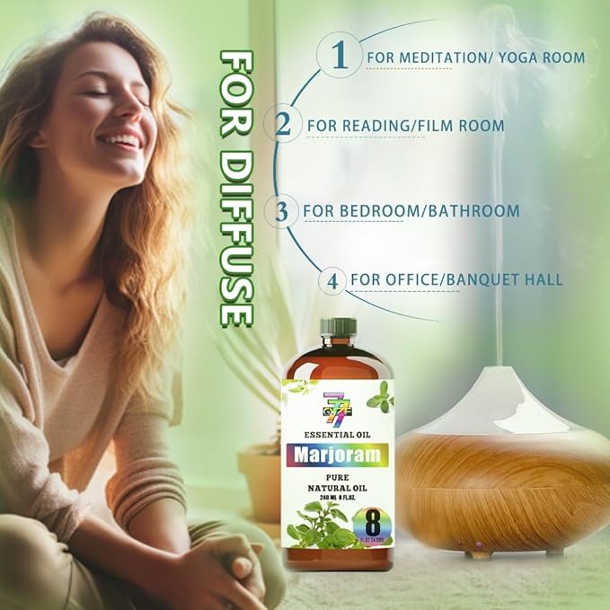 Marjoram Essential Oil (8 oz/240 ml) - Marjoram Oils Used in diffusers, humidifiers, Home Baths, Cleaning Products, Yoga, DIY Soaps and DIY Scented Candles