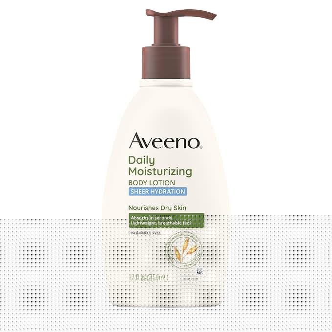 Aveeno Sheer Hydration Daily Moisturizing Fragrance-Free Lotion with Nourishing Prebiotic Oat, Fast-Absorbing Body Moisturizer for Dry Skin with Lightweight, Breathable Feel, 12 fl. oz
