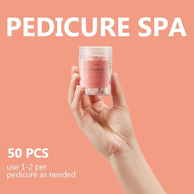 NOVAL Pedicure Spa Tablet - Fast Dissolving, Gentle & Portable Foot Soak for Softening Calluses & Hydrating Skin, Orange Scent
