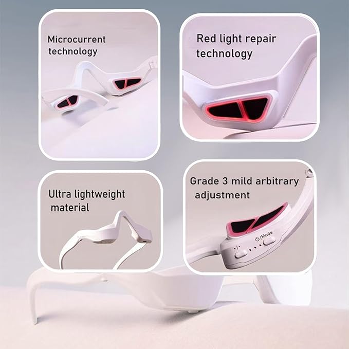 Eye Bag Remover Glasses,Revital Eyes Red Light Glasses, Revital Eyes Red Light Glasses, Eye Beauty Glasses Eyes Bag Remover For Reduce Dark Circles And Wrinkles At Home, One Size