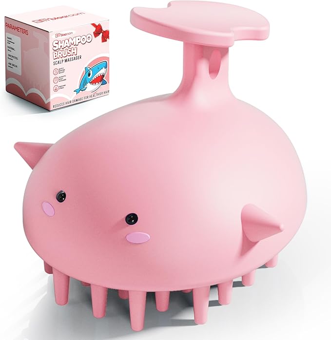 Scalp Massager Hair Growth Shampoo Brush, Silicone Scalp Scrubber Shower Scalp Brush for Hair, Head Massager Scalp Exfoliator for Dandruff Removal, Wet Dry Scalp Massage Tool for Hair Care, Pink