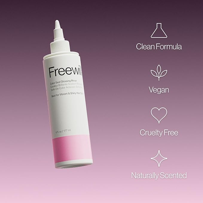 Freewill Color Seal Glossing Rinse, Gloss Treatment for Preserving Hair Color and Restoring Shine to Color-Treated Hair, Helps with Frizz Control, 8.5 oz