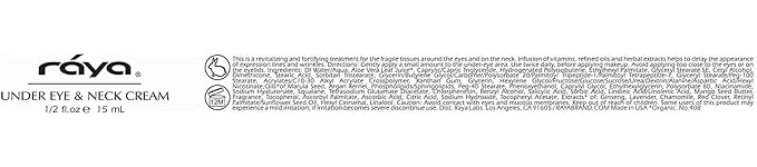 Raya Under-Eye & Neck Cream (408) - Revitalizing Anti-Aging Treatment for Eye Area & Neck, Tighten, Lift, Firm, Effectively Reduces Lines & Wrinkles, Expertly Formulated for Effective Neck Tightening