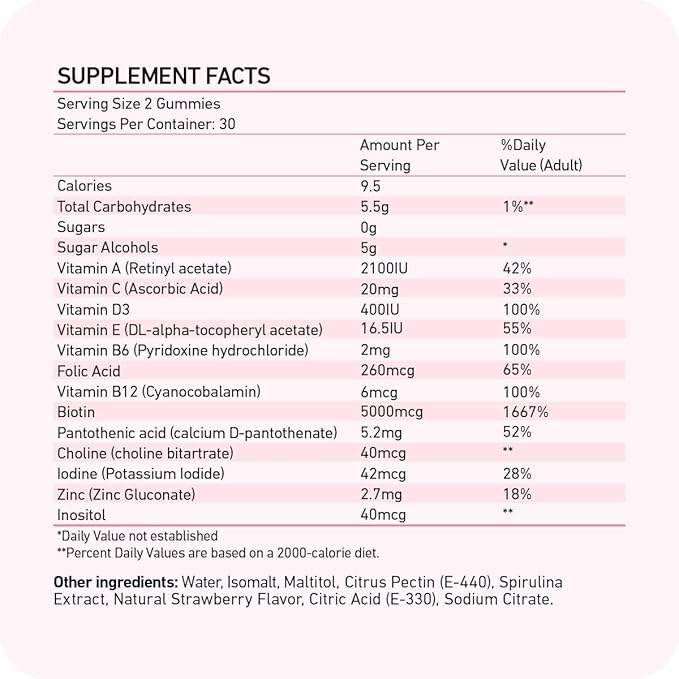 Boldify Hair Growth Gummies - Sugar-Free Biotin Gummies - Fast-Acting Vegan Vitamins for Skin, Nails, and Hair - 5000mcg Biotin/Serving, 30-Day Supply - Natural Strawberry Flavor