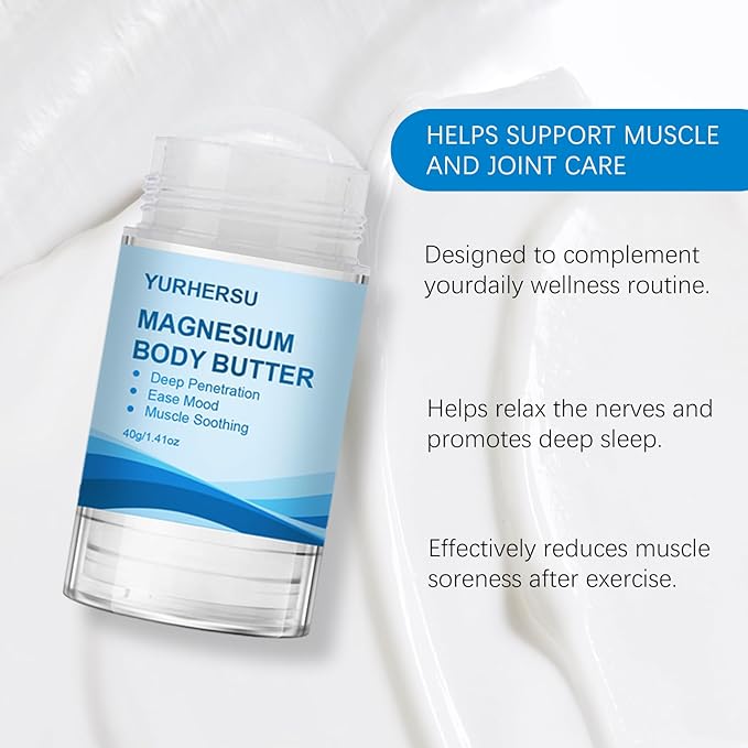 Magnesium Body Butter, Body Moisturizing Stick, Deeply Nourishing Soft Smooth Skin, Lightweight Delicate Texture Quickly Absorbed Non-sticky Reduce Stress For Skin Care