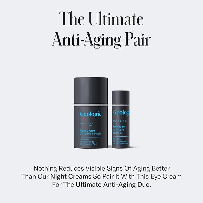Geologie Anti-Aging Eye Cream | Treats Visible Signs of Aging | Reduce Fine Lines & Wrinkles | Retinol, Caffeine, Peptides, Niacinamide & Hyaluronic Acid | Effective Formula For Men & Women