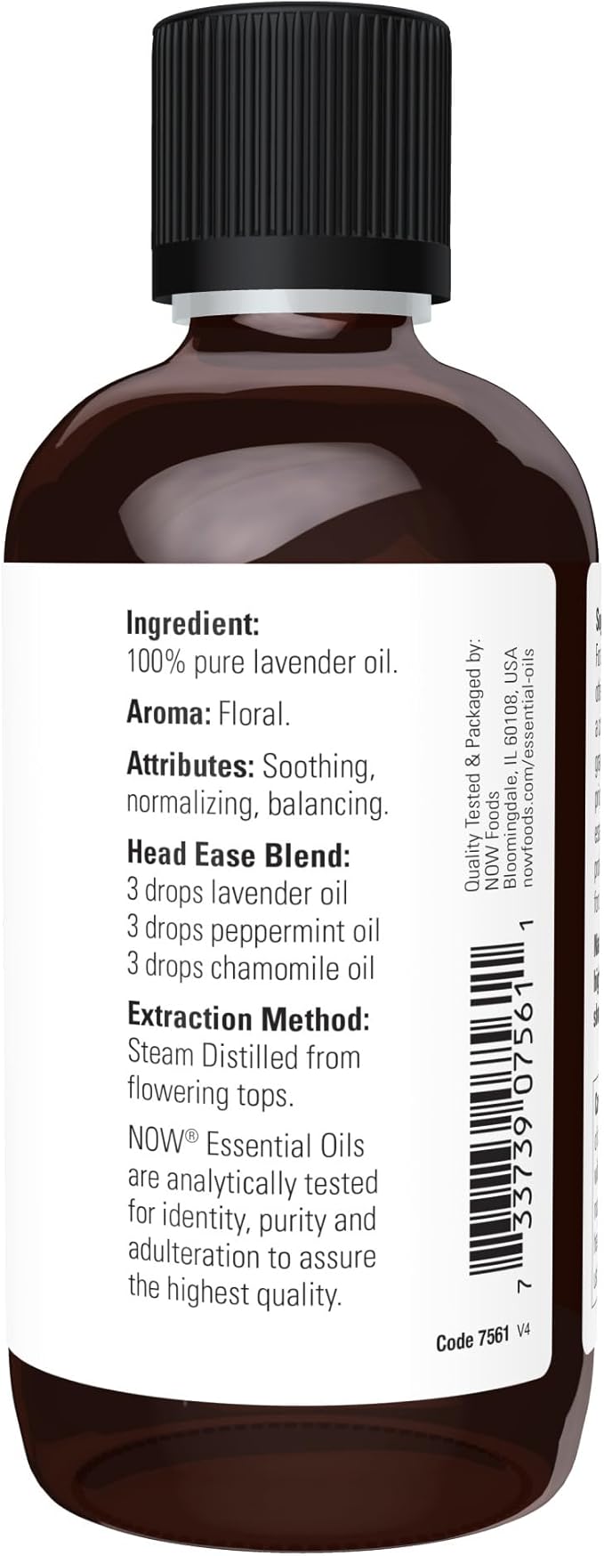 NOW Foods Essential Oils, Lavender Oil, Soothing Aromatherapy Scent, Steam Distilled, 100% Pure, Vegan, Child Resistant Cap, 4-Ounce
