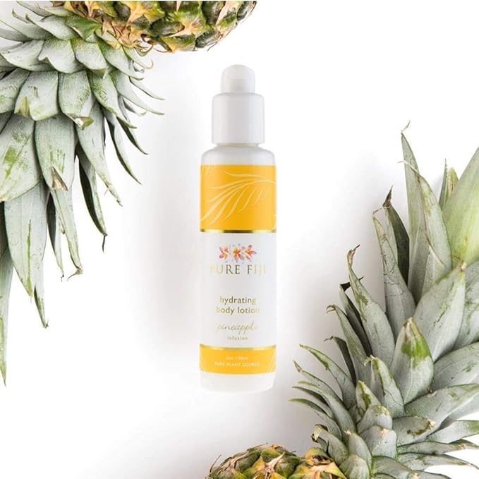 PURE FIJI Body Lotion Hydrating - Moisturizing Lotion for Dry Skin with Coconut Milk and Vitamin E, Organic Body Lotion For Women and Men, Pineapple Scent, 3 oz