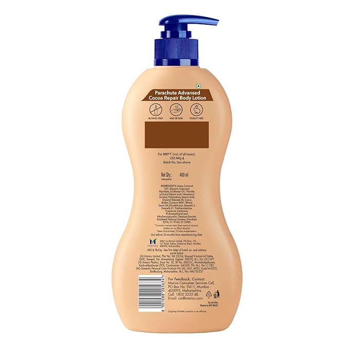 Parachute Advansed Cocoa Repair Body Lotion, Intense Moisture | 13.5 Fl oz | Pack of 2