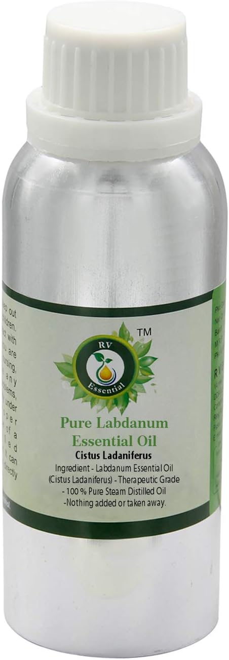 R V Essential Pure Labdanum Essential Oil 1250ml (42oz)- Cistus Ladaniferus (100% Pure and Natural Steam Distilled)