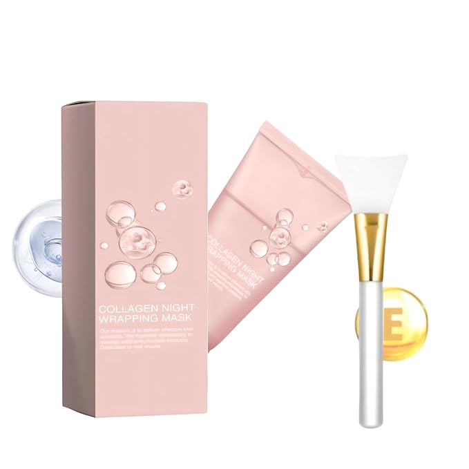 Collagen Night Wrapping Mask,Overnight Peel Off Hydrolyzed Collagen Facial Mask,Hydrates and Tightens Skin,Elasticity & Hydration Care 2.54 fl.oz(Brush Included)