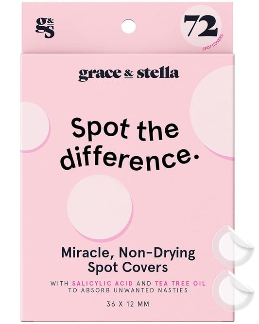 grace & stella Pimple Patches for Face - Fast Acting Hydrocolloid Acne Patch That Absorb Gunk, Flatten Breakouts - Zit Stickers for Clear Skin - Dermatologist-Tested, Vegan (Invisible, 72 Count)