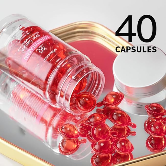 Hair Treatment Serum Capsules No-Rinse Capsules with Moroccan Argan & Macadamia Oils, Avocado and Vitamins A, C, E, B5 - Moisturize, Nourish, Smooth and Repair Hair (1pcs)