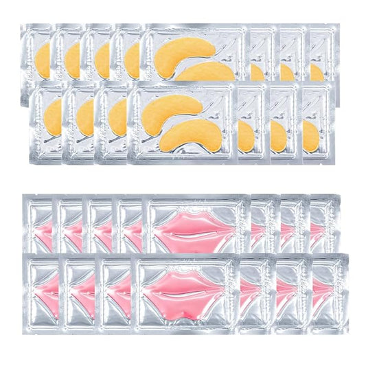 15 Pairs Eye Mask and 15 Pcs Lip Mask, Under Eye Patches and Lip Pads, Anti Aging Eye and Lip Mask, Collagen Crystal Mask Set.