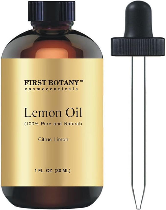 First Botany, 100% Pure Lemon Oil - Premium Lemon Essential Oil for Aromatherapy, Massage, Topical & Household Uses - 1 fl oz