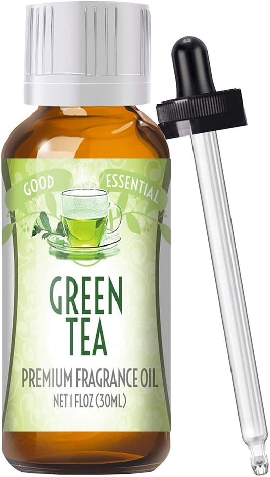 Good Essential Professional Green Tea Fragrance Oil 30ml for Diffuser, Candles, Soaps, Lotions, Perfume 1 fl oz - Candle Fragrance Oil - Fragrance Oil Soap Making - Diffuser Scents