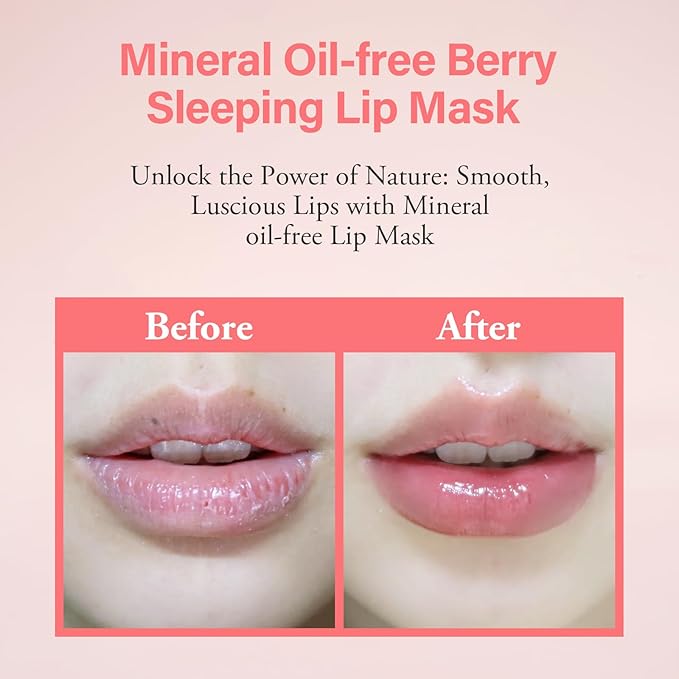 Natural Sleeping Lip Mask - Mineral Oil-Free Formula Enriched with Vitamin E, Jojoba, Shea Butter, and Coconut Oil - Overnight Treatment for Dry, Chapped Lips, 1.05oz
