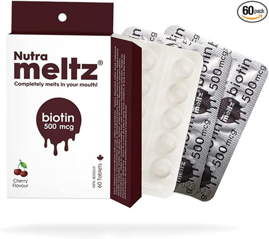 Biotin 500 mcg I Supports Healthy Hair, Nail & Skin I 60 Melting Tablets - 1 Pack I Cherry Flavor