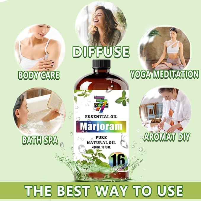 Marjoram Essential Oil(16oz / 480ml) - Marjoram Oils Used in diffusers, humidifiers, Home Baths, Cleaning Products, Yoga, DIY Soaps and DIY Scented Candles