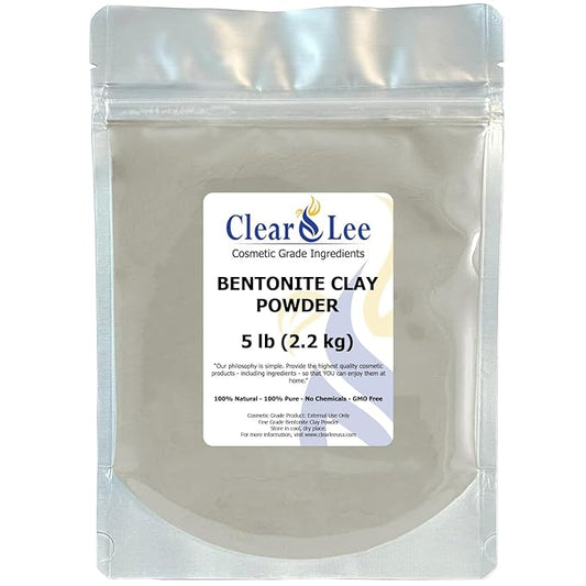 Bentonite Clay Cosmetic Grade Powder - 100% Pure Natural Powder - Indian Clay - Great For Skin Detox, Rejuvenation, and More - Heal Damaged Skin - DIY Clay Face Mask (5 lb)