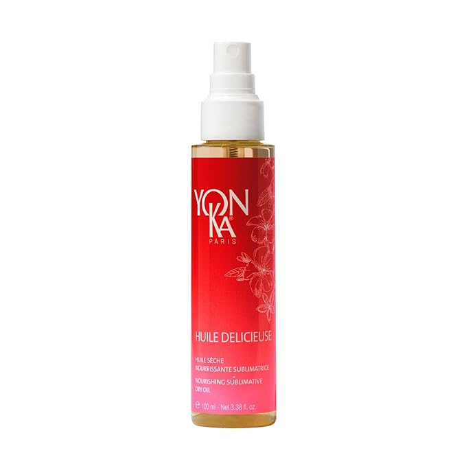 Yon-Ka Huile Delicieuse (3.38oz/200ml) Nourishing Dry Body Oil, Moisturize Skin and Body, Lightweight Oil with Baoab and Sesame for Hair, Legs and Body