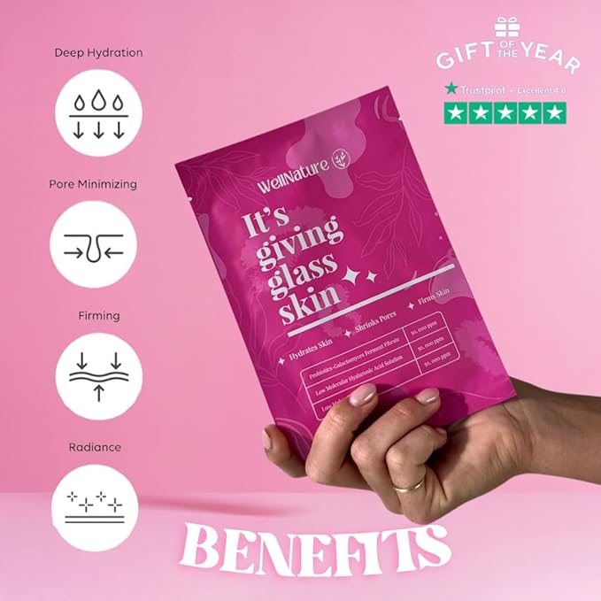 Wellnature™ The Original Overnight Deep Collagen Mask - It's Giving Glass Skin Sleep Mask - Deep Hydrating Bio-Collagen + Oligo-Hyaluronic Acid Facemask Korean Skincare For All Skin Types, Pack of 4