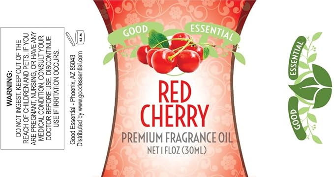 Good Essential Professional Red Cherry Fragrance Oil for Diffusers, Candles, Soaps, Lotion & Perfume - 1 fl oz (30ml) - Cherry Scent for Candle Making