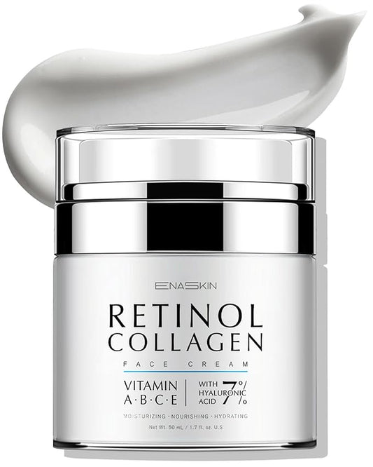 EnaSkin Retinol Collagen Face Moisturizer: Anti Aging & Wrinkle Repair Cream for Women - 7% Hyaluronic Acid Boost Hydration Formula - Facial Neck Day/Night Firming & Lifting, 1.7 Fl Oz