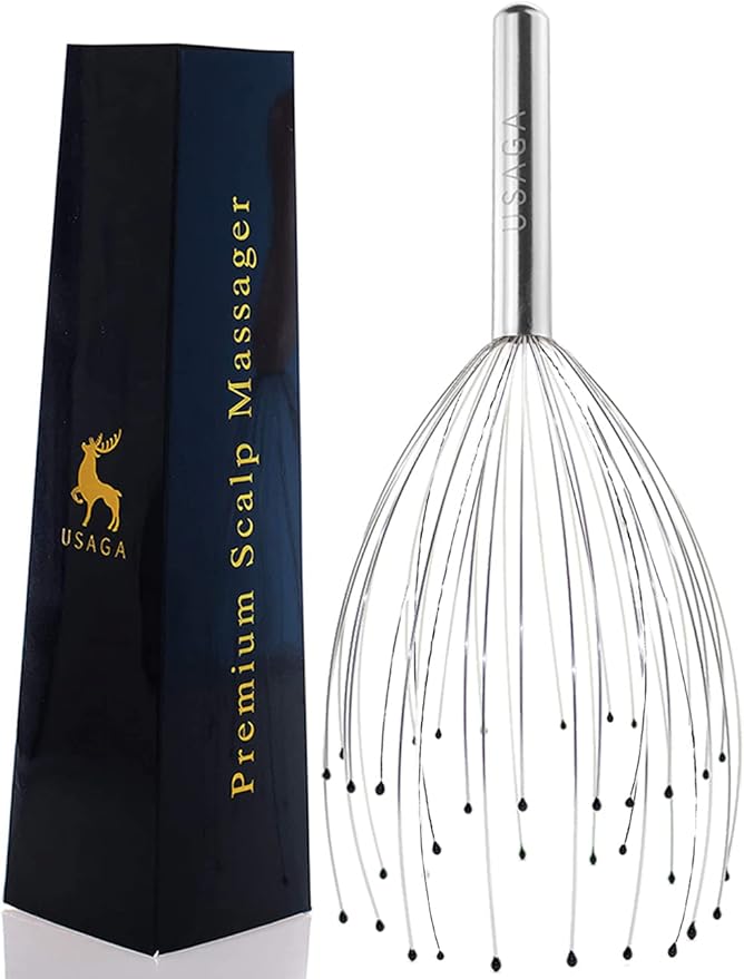 USAGA 36 Fingers Head Massager Scalp Massager Head Scratcher for Scalp Body Relaxing (Silver)