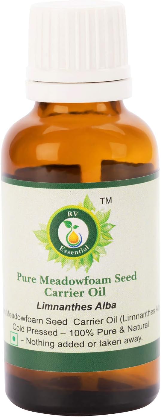 Meadowfoam Oil | Limnanthes Alba | Meadowfoam Seed Oil | Meadowfoam Carrier Oil | for Skin | for Hair | 100% Pure Natural | Cold Pressed Meadowfoam Oil | 100ml | 3.38oz by R V Essential