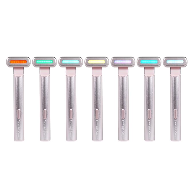 7 Color Multiple Use Beauty Device Magical Facial Wand With 24K Serum, Anti Aging Kit With 24K serum, Facial Wand For Active Skin Tool, Pro Active Formula For Eyes Face And Neck., pink