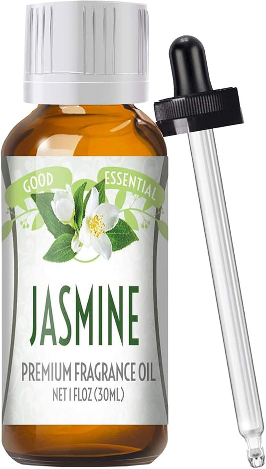 Good Essential Professional Jasmine Fragrance Oil (30ml / 1 fl oz) for Diffusers, Candles, Soaps, Lotion & Perfume - Jasmine Fragrance Oil for Candle Making