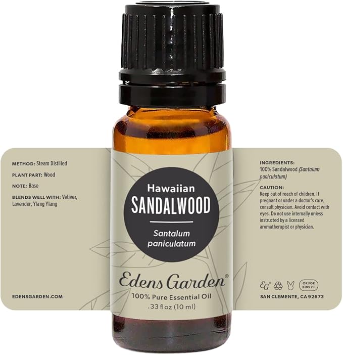 Edens Garden Sandalwood- Hawaiian Essential Oil- 100% Pure Premium Grade, Undiluted, Natural, Therapeutic, Aromatherapy, The Best for Diffuser, Skin, Face, Kid Safe 10 ml (.33 fl oz)
