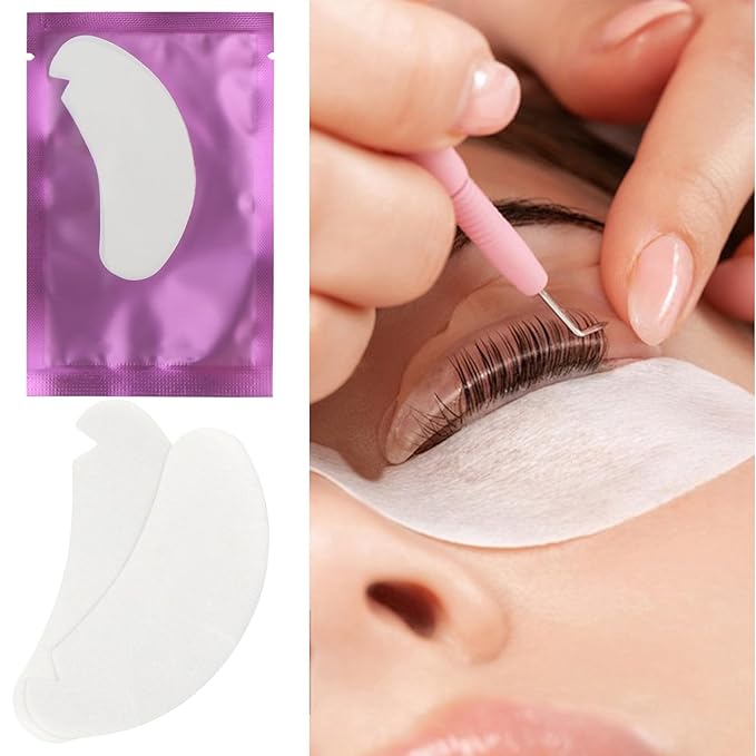 50 Pair V Shape Under Eye Gel Pads Hydrogel Eye Patches For Eyelash Extension, Lint Free Under Hydrogel Eye Mask Pads Lash Extension Supplies (Purple)