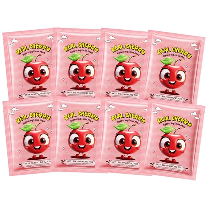 8 Pack Fruit Facial Mask Set – Hydrating & Brightening Combo Face Masks for All Skin Types, Natural Sheet Masks Gift Set, Hypoallergenic Spa Skincare for Women/Men, Soothe Sensitive Skin (8 Pcs-Set03)