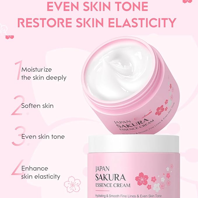 Japan Sakura Skincare Set 7PCS-Teenage Skin Care Set-Skin Care for Teens 10-12-Skincare for Girls 10-12-Teen Skin Care Kit with Cleanser,Face Cream,Mud Mask,Eye Cream (One Size, Starter Moiturizing)