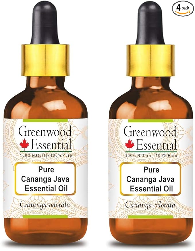 Pure Cananga Java Essential Oil (Cananga odorata) with Glass Dropper Steam Distilled (Pack of Two) 100ml X 2 (6.76 oz)