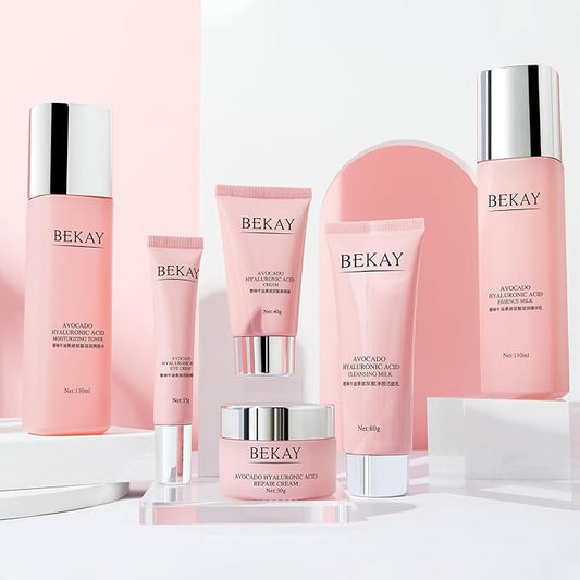 O'KADY 6-Piece Skincare Gift Set – Avocado & Hyaluronic Acid Collection, Hydrating Cleanser, Toner, Creams & Tone-Up Base – Daily Moisture Routine for All Skin Types, Holiday Gift for Women