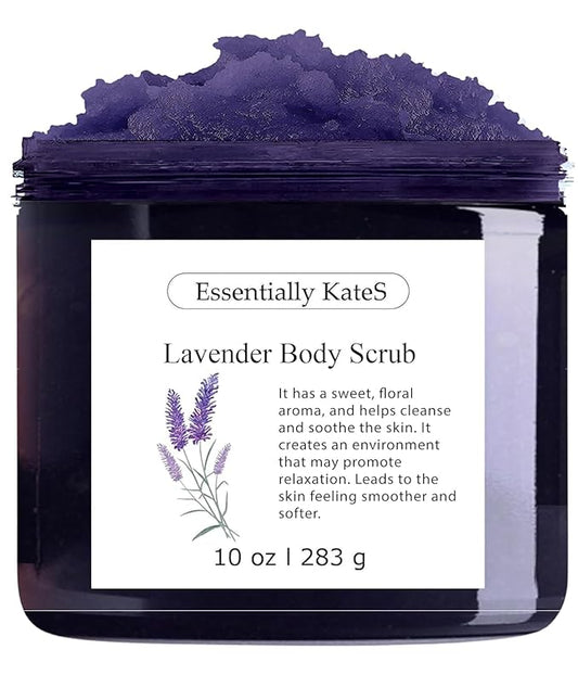 Lavender Body & Foot Scrub 10 oz - A blend of lavender essence, shea butter, and coconut oil for a fragrant journey to a serene countryside - The best stocking stuffer.