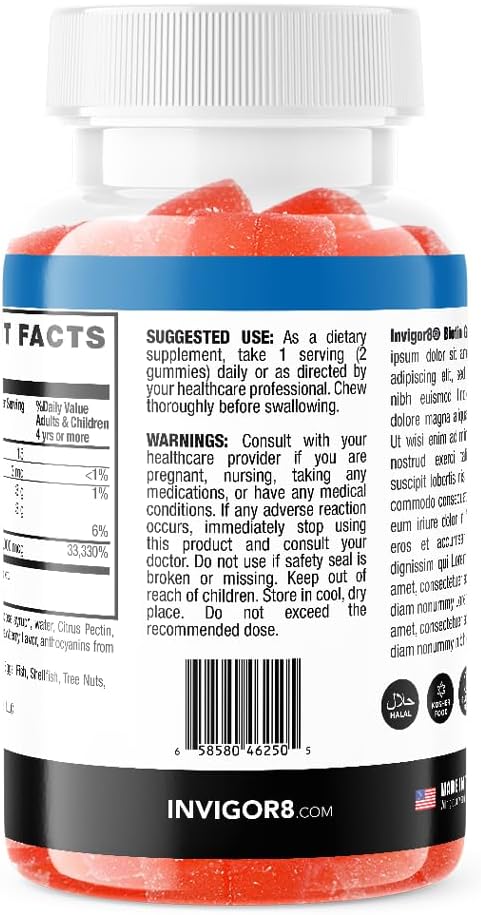 INVIGOR8 Biotin Gummies 10000mcg | Hair Skin Nails Vitamins Biotin Supplement for Women Men & Kids 5000mcg x2 | Vegan Kosher Halal | Strawberry Flavor | 60