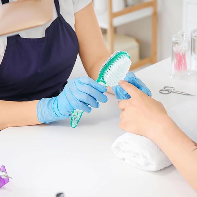 6 Pcs Foot Brush for Shower with Handle 2 in 1,Ooloveminso Large Foot Pumice Stone Brush Scrubber Foot File Calluses Remove Suitable for Horniness Foot Spa,Foot Care Smooth Skin (Green&Transparent)