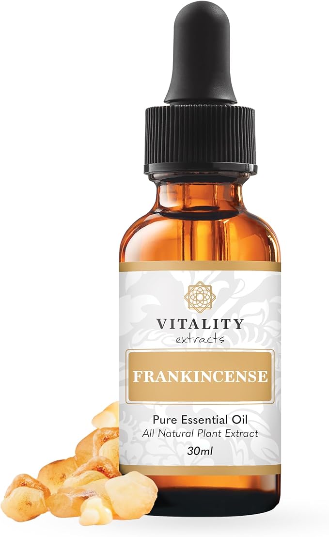 Vitality Extracts Frankincense Essential Oil - 30ml, Boswellia Serrata, Aromatherapy, Skin Care, Natural Calm, Stress Relief, Yoga, Comfort