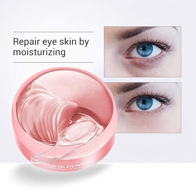 AKARY Eye Patches Rose Hydra-Gel Eye Mask Sheet Lady Skin Care Pad Remove Fine Lines Smooth Repair the Eyes Skin, Under Eye Gel for Moisturizing and Relieving, Firm the Look of the Eye Area