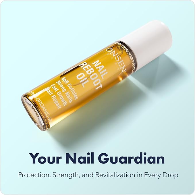 Onsen Secret Nail & Cuticle Repair Oil (10ml) - Dry Oil Formula - Japanese Tsubaki, Tea Tree & Jojoba - Strengthens Nails, Repairs Cuticles, Hydrates Skin & Hair - Natural & Vegan