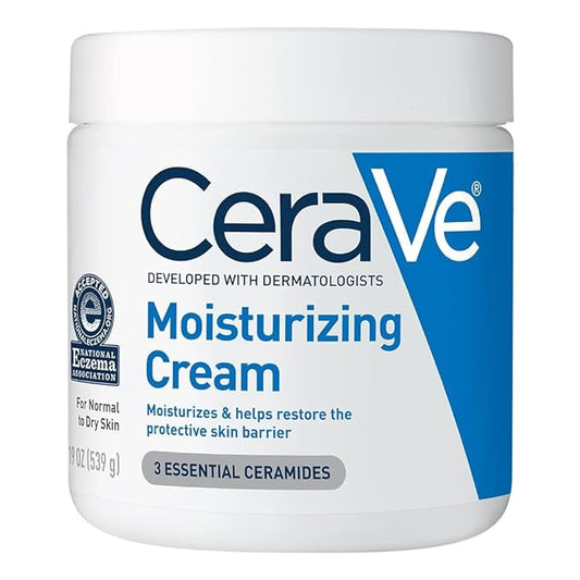 CeraVe Moisturizing Cream, Body and Face Moisturizer for Dry Skin, Body Cream with Hyaluronic Acid and Ceramides, Daily Moisturizer, Oil-Free, Fragrance Free, Non-Comedogenic, 19 Ounce