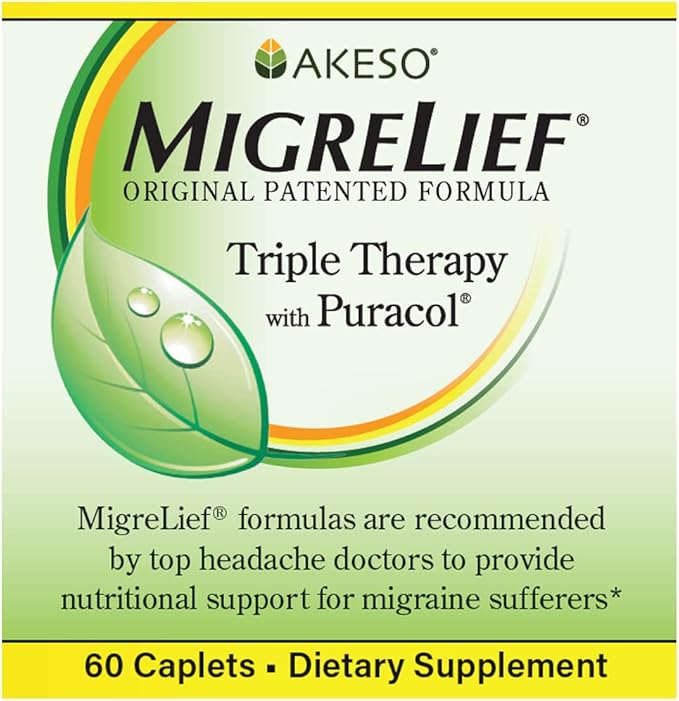 MigreLief Nutritional Support & Comfort Kit for Migraine Sufferers - MigreLief Original Daily Triple Therapy Formula, Plus MigreLief Comfort Stick Essential Oils Roll-On (10ml) - 1 Month Supply.