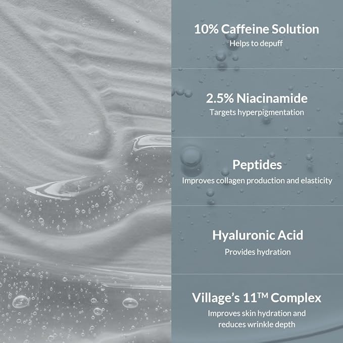 Hydro Boost Caffeine Eye Serum (0.33 fl.oz./10ml) With 10% Caffeine Solution Niacinamide & Hexapeptide-8 Depuff Elasticity Dark Circle Treatment