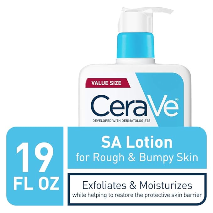 CeraVe SA Lotion for Rough & Bumpy Skin, Vitamin D, Hyaluronic Acid, Lactic Acid, Niacinamide & Salicylic Acid, Gentle Exfoliating Rough And Bumpy Skin Lotion, 19 Ounce